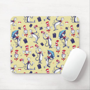 Katze im Hut   Gelbes Muster Mousepad