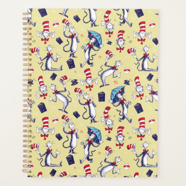 Katze im Hut | Gelbes Muster Planer (Vorderseite)