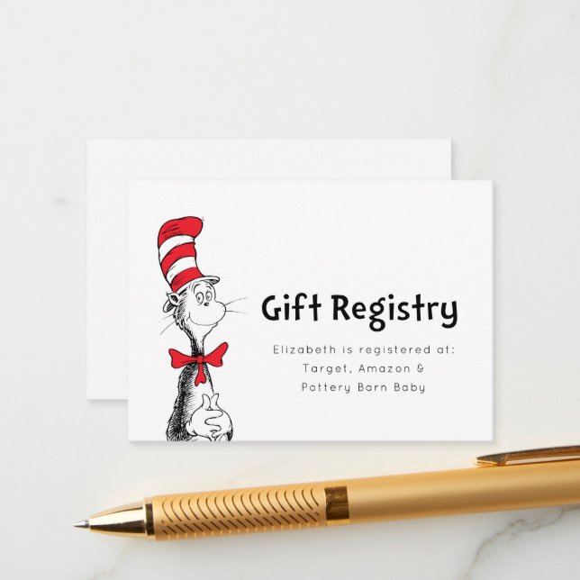 Katze im Hut | Gift Registry Insert Card (Vorderseite/Rückseite Beispiel)