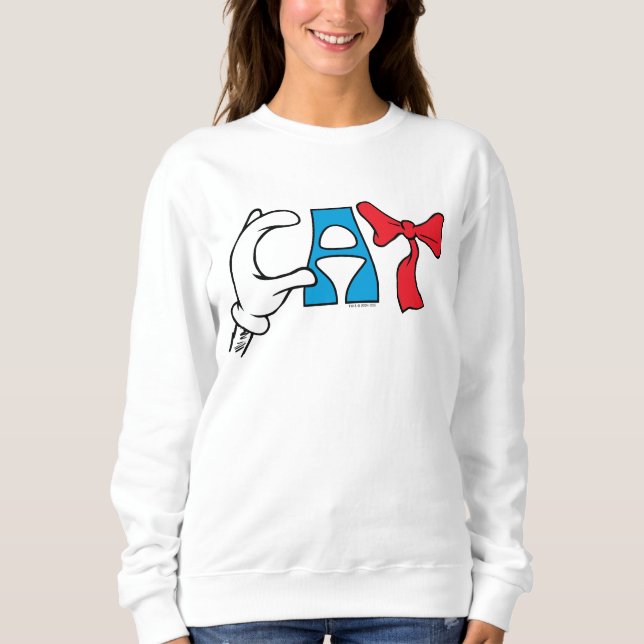 Katze im Hut | Katzentext Sweatshirt (Vorderseite)