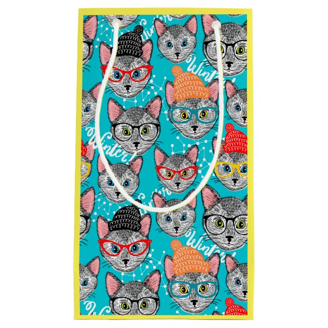 Katze im Hut Kleine Geschenktüte (Vorderseite)