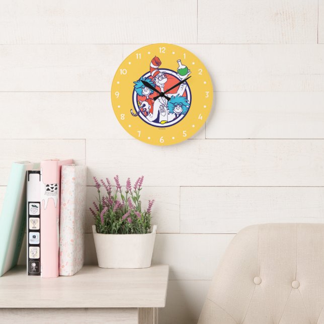 Katze im Hut & Labrador Tech One Labrador Tech Two Große Wanduhr (Lesesaal)