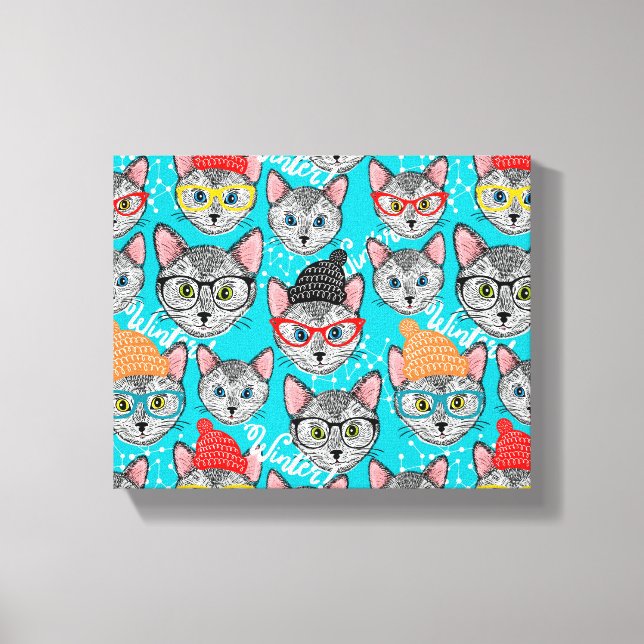 Katze im Hut Leinwanddruck (Vorderseite)