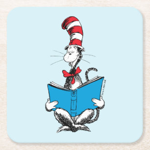 Katze im Hut Lesen Rechteckiger Pappuntersetzer