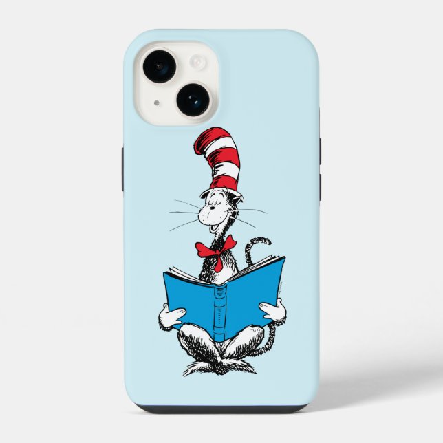 Katze im Hut liest iPhone Hülle (Rückseite)