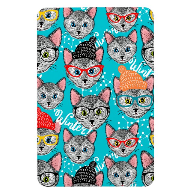 Katze im Hut Magnet (Vertikal)