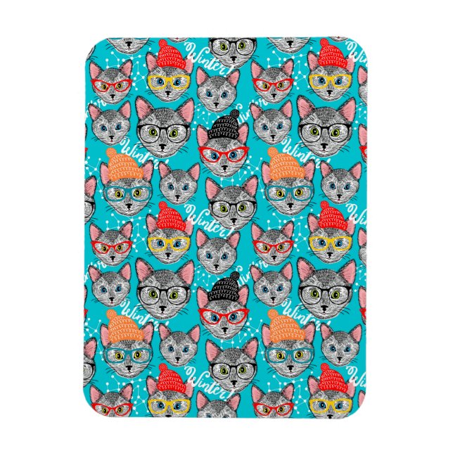 Katze im Hut Magnet (Vertikal)