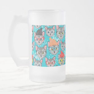 Katze im Hut Mattglas Bierglas