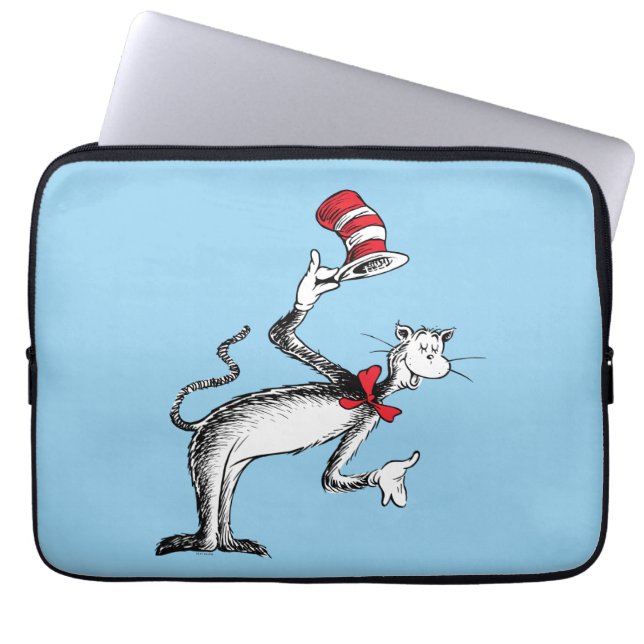 Katze im Hut nimmt einen Bow Laptopschutzhülle (Vorderseite)