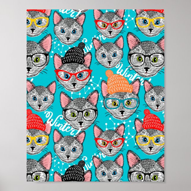 Katze im Hut Poster (Vorne)