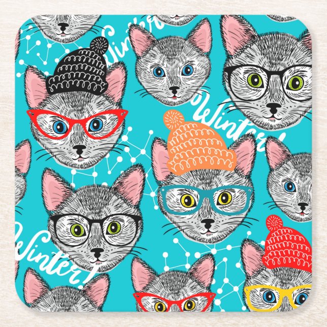 Katze im Hut Rechteckiger Pappuntersetzer (Vorderseite)