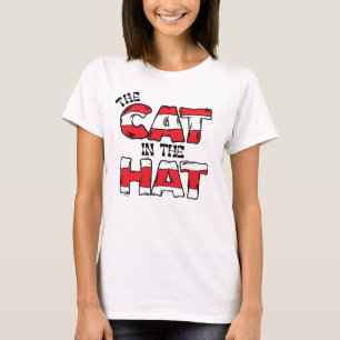 Katze im Hut Roter und weißer Streifen T-Shirt