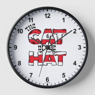 Katze im Hut   Roter und weißer Streifen Uhr