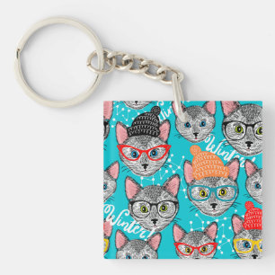 Katze im Hut Schlüsselanhänger