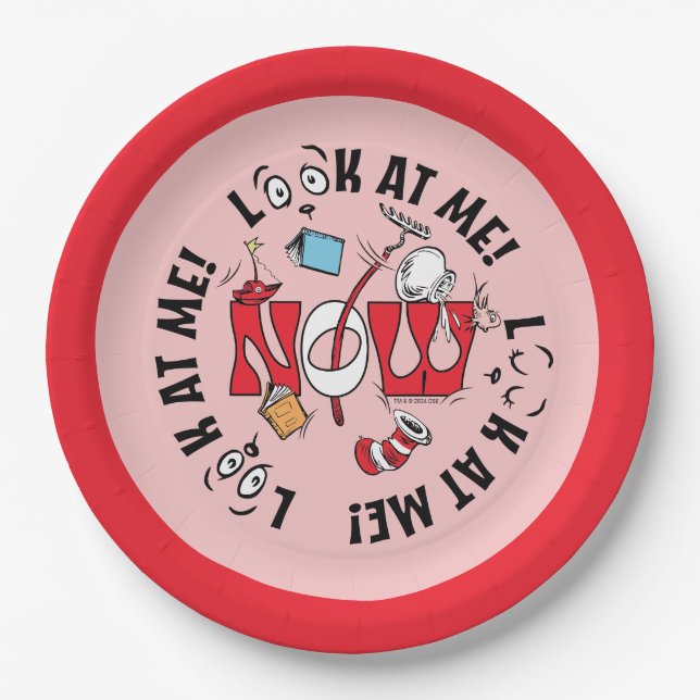 Katze im Hut | Sieh mich an! Sieh mich an! Pappteller (Vorderseite)