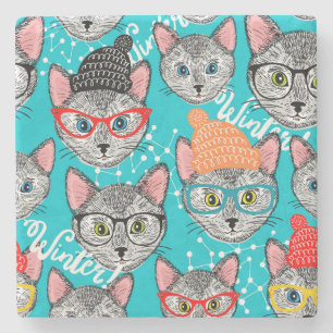 Katze im Hut Steinuntersetzer