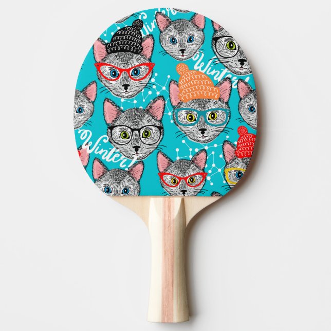 Katze im Hut Tischtennis Schläger (Vorderseite)