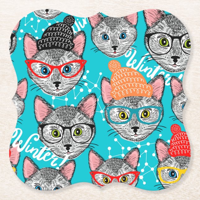 Katze im Hut Untersetzer (Vorderseite)