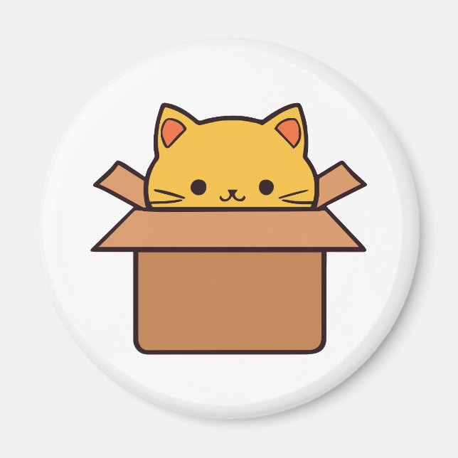 Katze im Karton Magnet (Vorne)