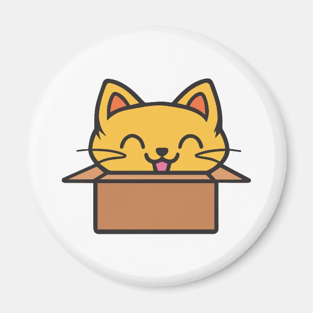 Katze im Karton Magnet (Vorne)