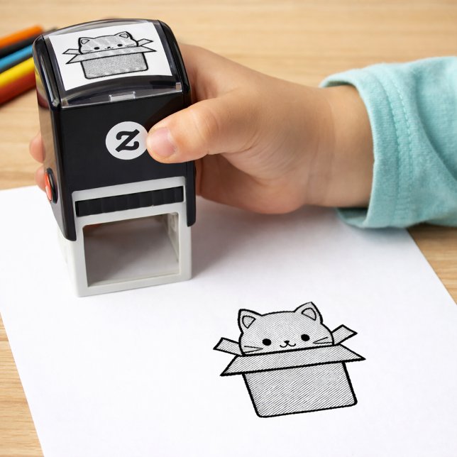 Katze im Karton Permastempel (Adorable Cat-in-a-Box Self-Inking Stamp. self-inking stamp)