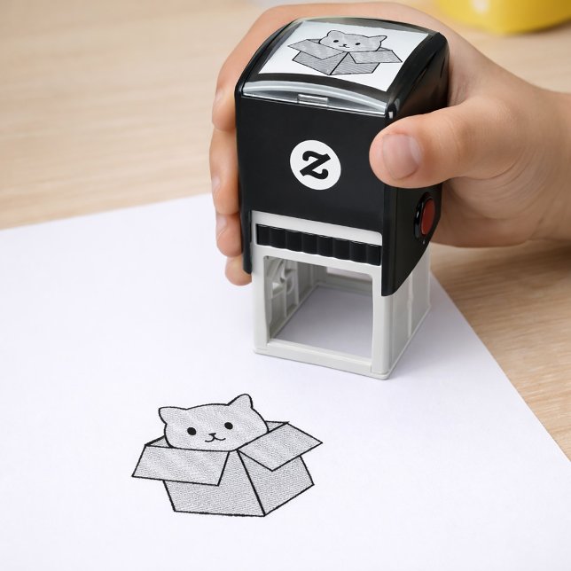 Katze im Karton Permastempel (Cute Peek-a-Boo Kitty Self-Inking Stamp. self-inking stamp)