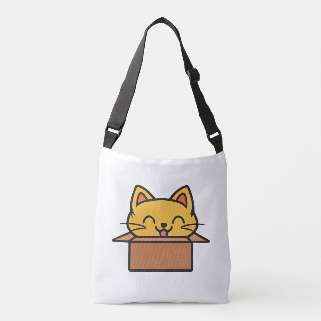 Katze im Karton Tragetaschen Mit Langen Trägern (Vorderseite)