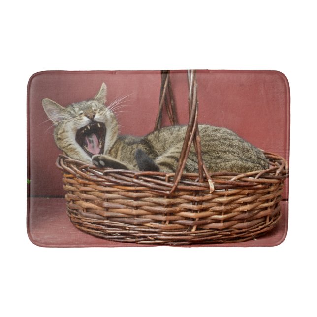Katze im Korb Badematte (Vorderseite)