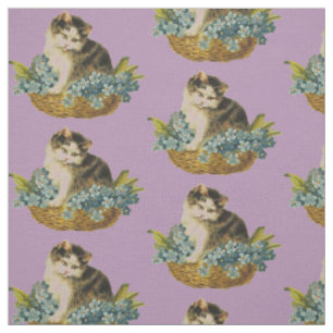 Katze im Korb Stoff