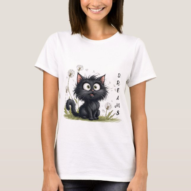 Katze im Land der Fluffy Dandelion T-Shirt (Vorderseite)