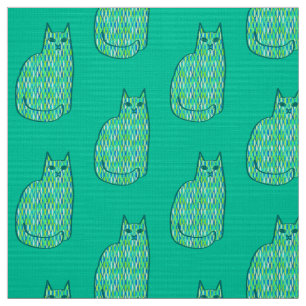 Katze im Mid-Century Modern-Stil, Minz- und Limett Stoff
