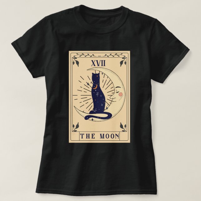 Katze im Mond Tarot Entspannter T - Shirt (Design vorne)