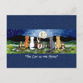 Katze im Mond Whimsical Watercolor Art Postkarte