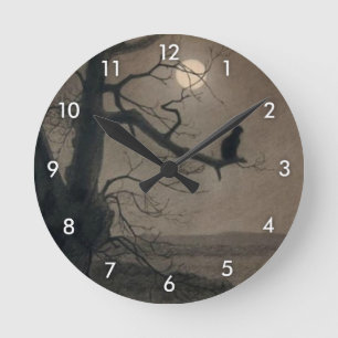 Katze im Mondlicht, Alexandre Steinlen Runde Wanduhr