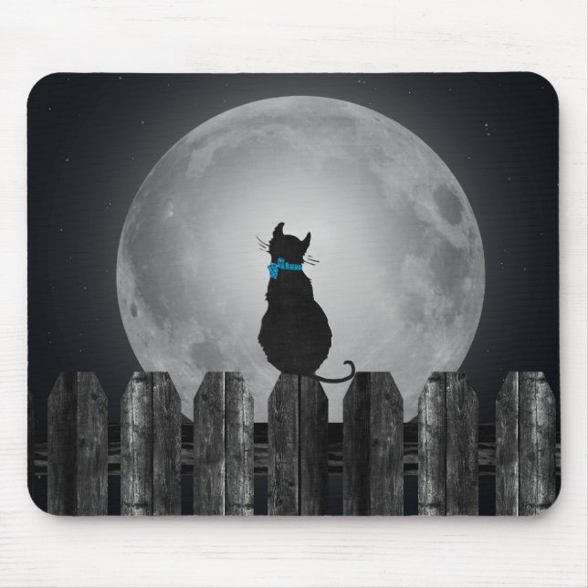 Katze im Mondlicht Mousepad (Vorne)