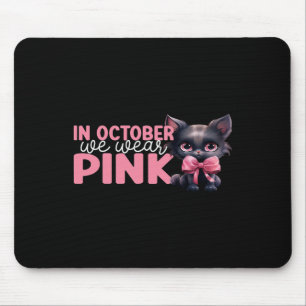 Katze im Oktober wir tragen rosa Oktober Brustkreb Mousepad