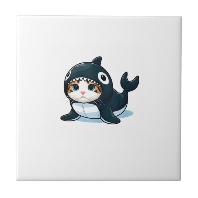 Katze im Orca-Kostüm Tank Top Fliese (Vorderseite)