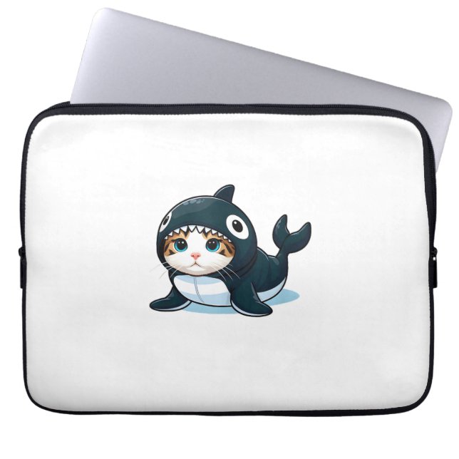 Katze im Orca-Kostüm Tank Top Laptopschutzhülle (Vorderseite)