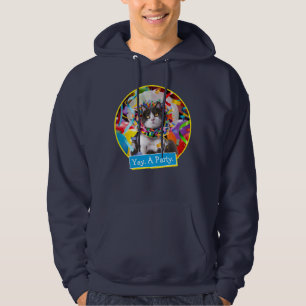Katze im Party Hoodie