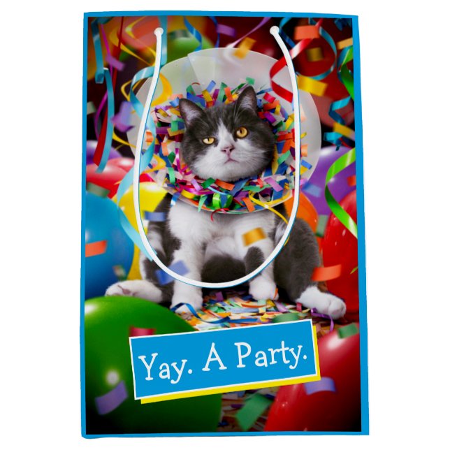 Katze im Party Mittlere Geschenktüte (Vorderseite)