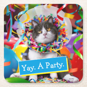 Katze im Party Rechteckiger Pappuntersetzer