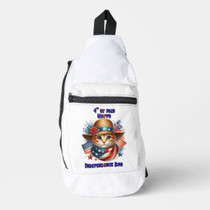 Katze im patriotischen Hut und Schal Unabhängigkei Crossbody Bag
