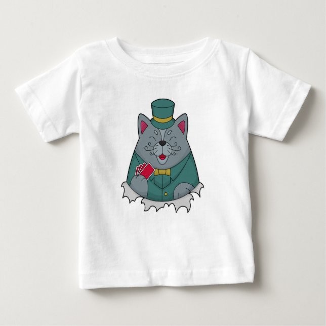 Katze im Poker mit Poker-Karten Baby T-shirt (Vorderseite)