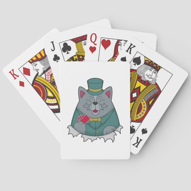 Katze im Poker mit Poker-Karten Spielkarten (Rückseite)