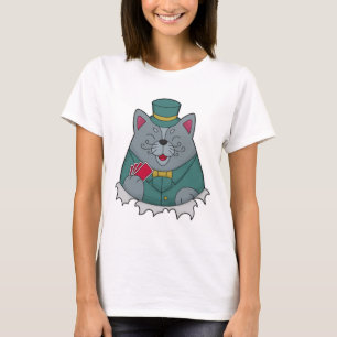 Katze im Poker mit Poker-Karten T-Shirt