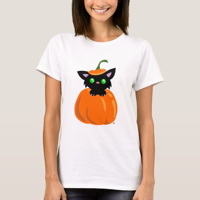 Katze im Pumpkin-T - Shirt (Vorderseite)