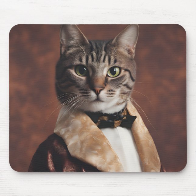 Katze im Rauchjackett Mousepad (Vorne)