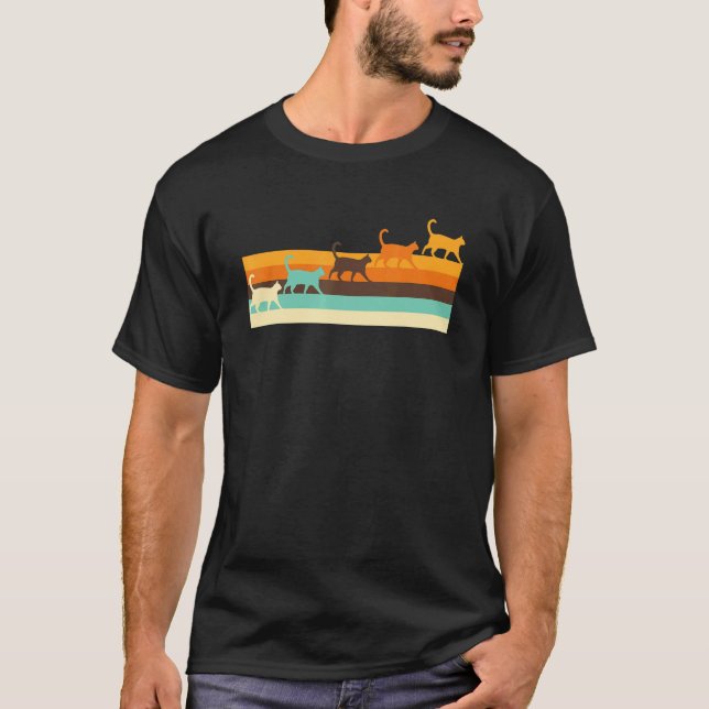 Katze im Retro-Stil T-Shirt (Vorderseite)