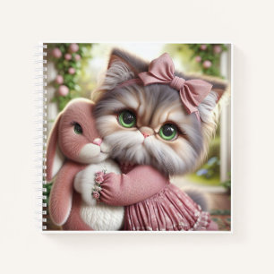 Katze im rosa Kleid mit Kaninchen, von Natasha Us Notizbuch