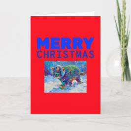 Katze im Schnee mit Ohrenschützern Feiertagskarte